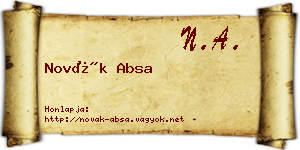 Novák Absa névjegykártya